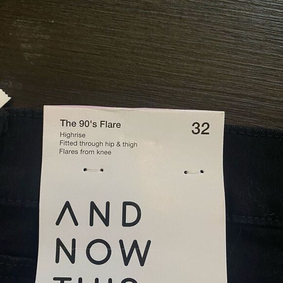And Now This NWT High Rise black jeans size 32 footed through hip & thigh flares - Picture 6 of 14